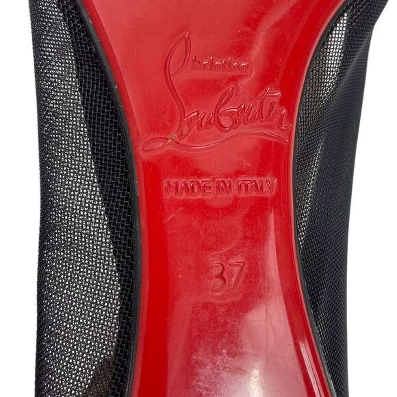 Christian Louboutin Galativi Suede Mesh Pointed Toe Flats Black Size 37 - Picture 12 of 13